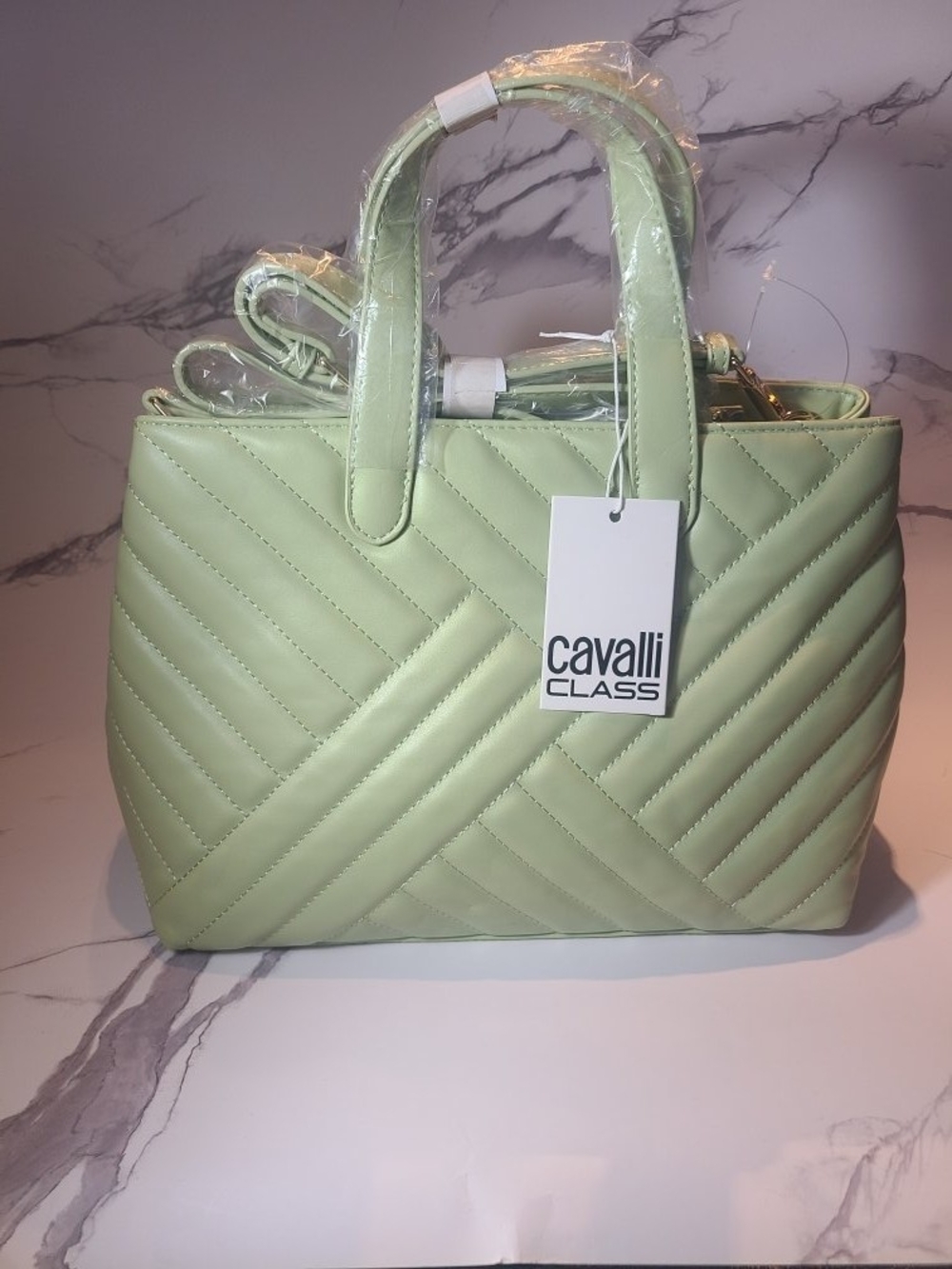 Cavalli Class Quilted Satchel in Sage Green